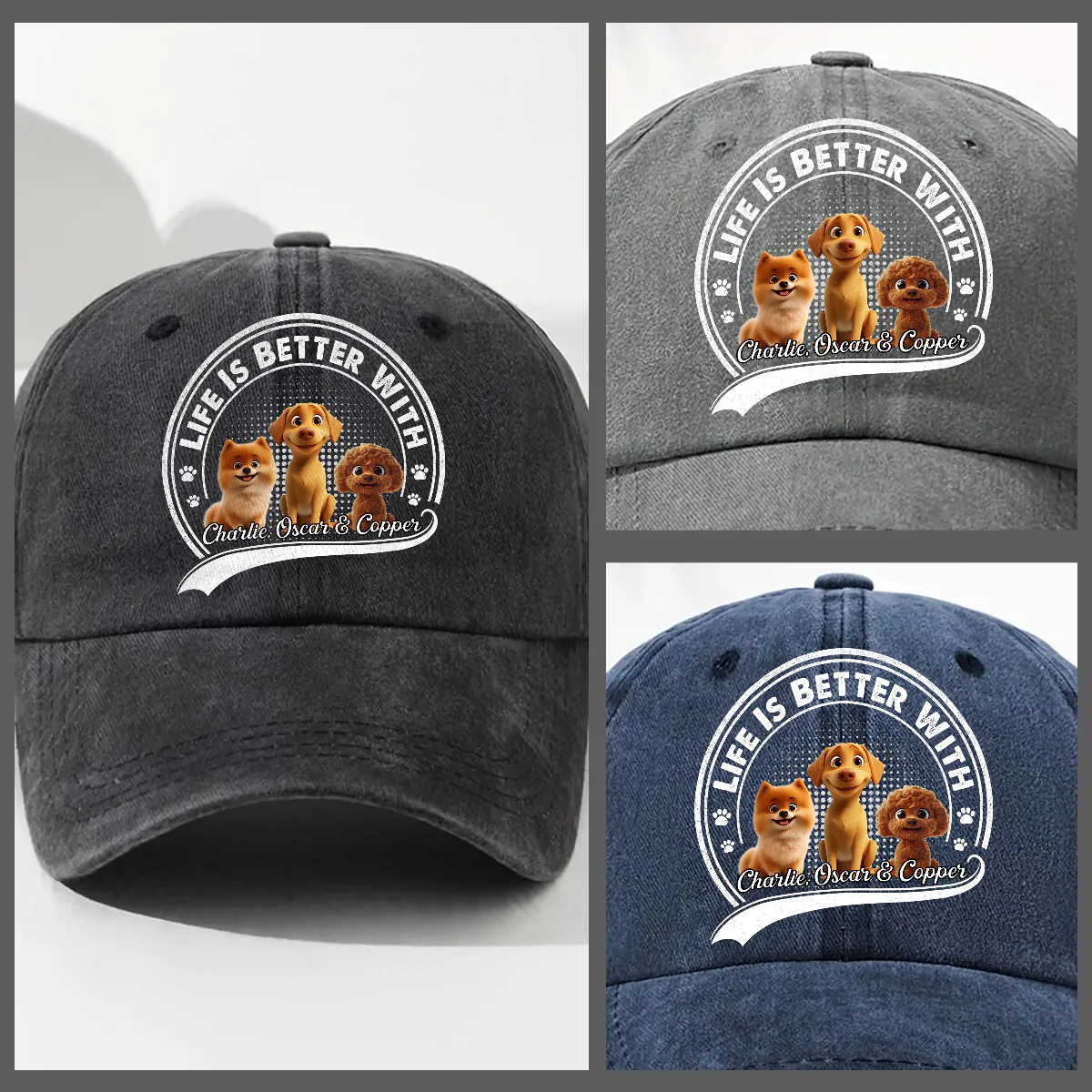 Belongs To - Personalized Custom Vintage Washed Denim Cap - Image 3
