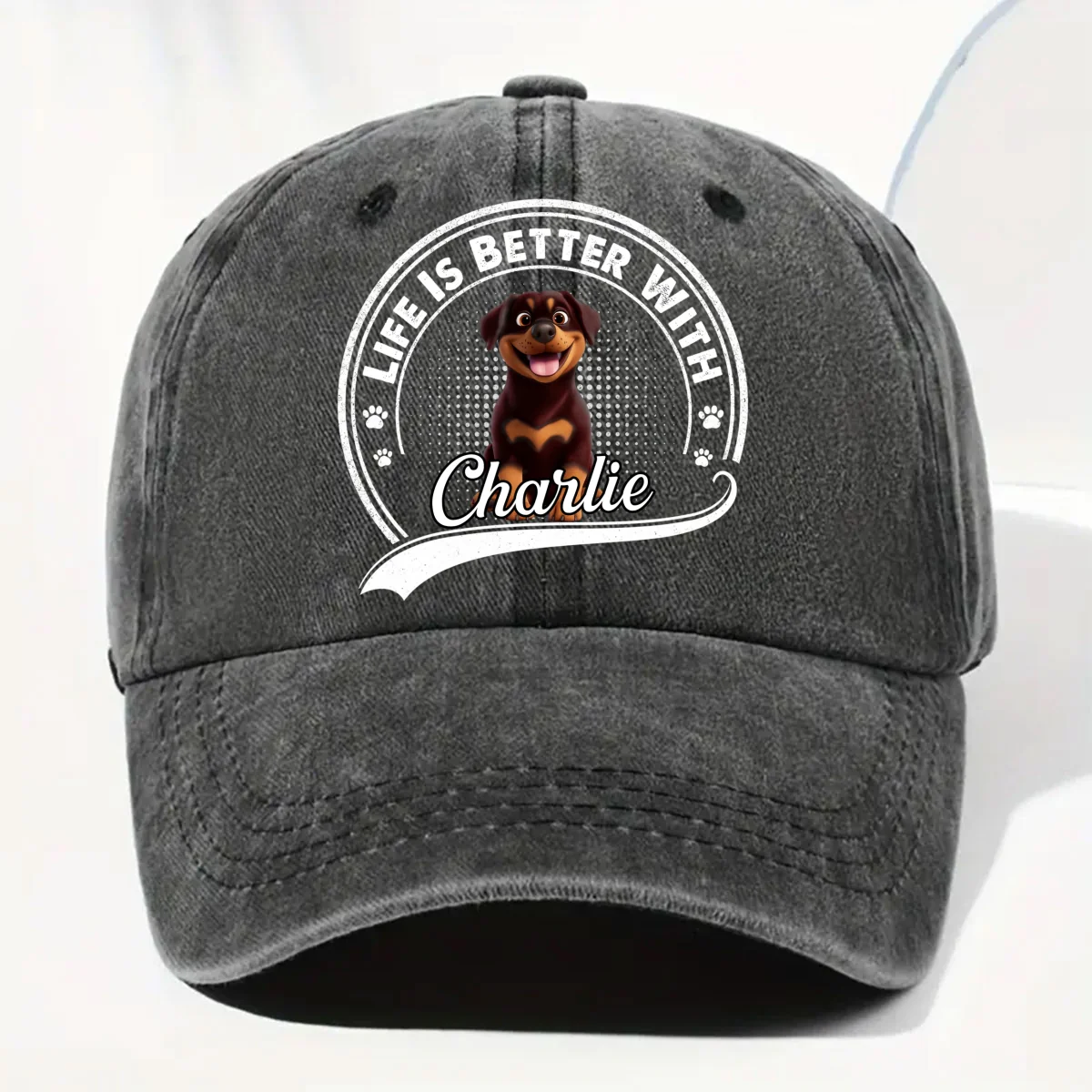 Belongs To - Personalized Custom Vintage Washed Denim Cap - Image 7