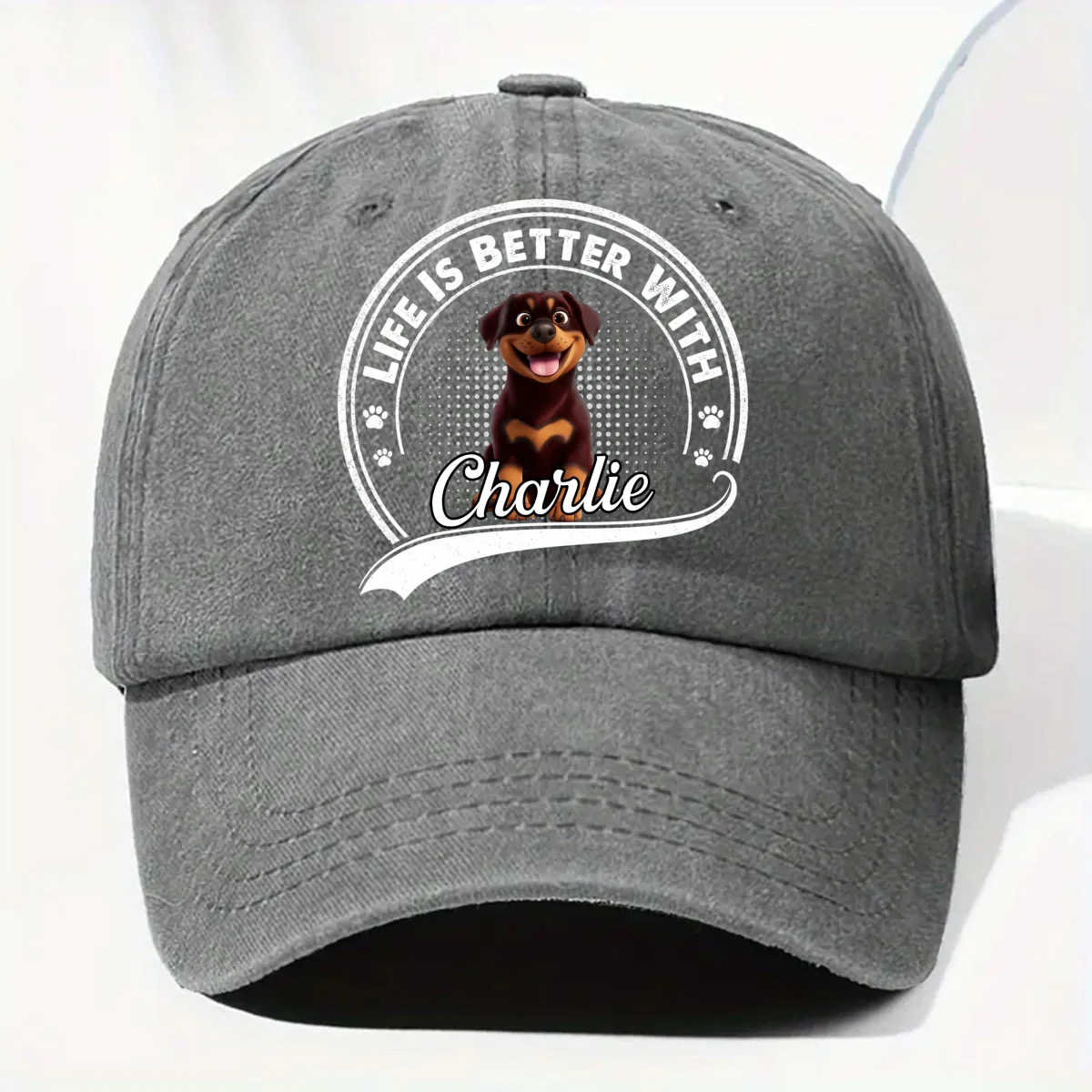 Belongs To - Personalized Custom Vintage Washed Denim Cap - Image 8