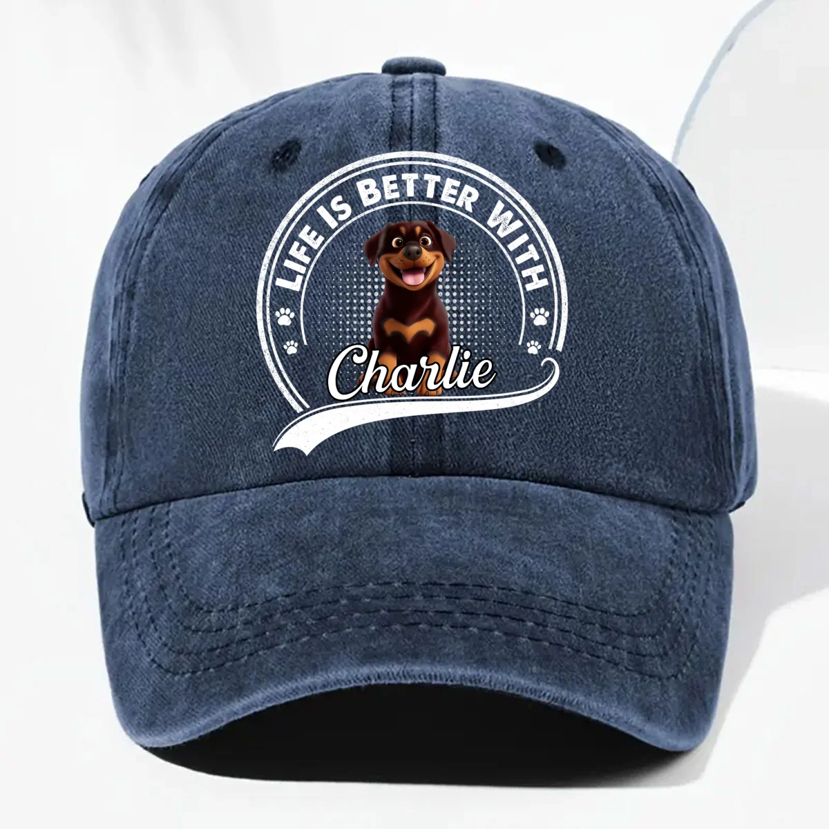 Belongs To - Personalized Custom Vintage Washed Denim Cap - Image 9