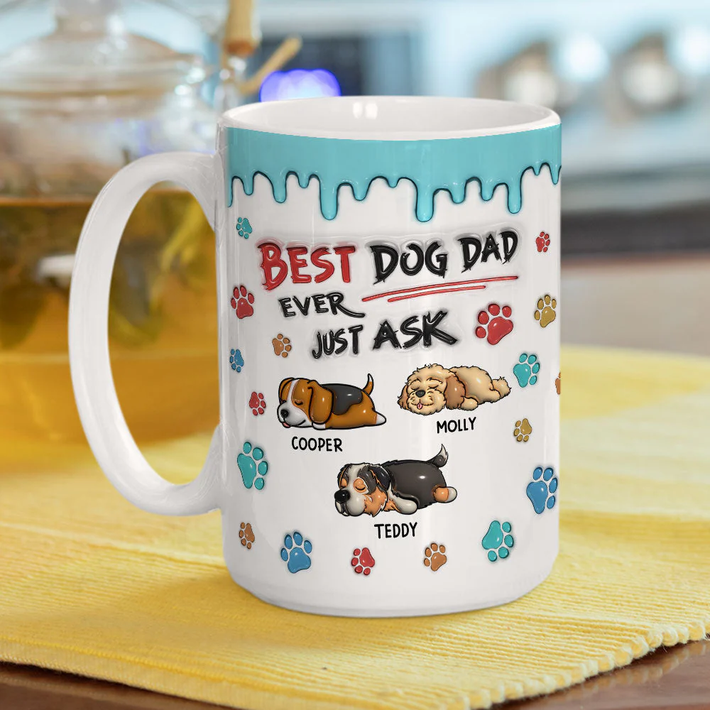 Best Dog Dad Ever - Personalized Custom 3D Inflated Effect Mug - Image 3