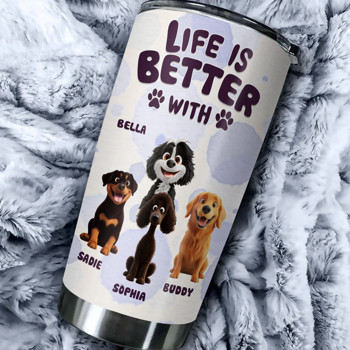 Better Life With My Dog - Personalized Custom Tumbler - Image 3