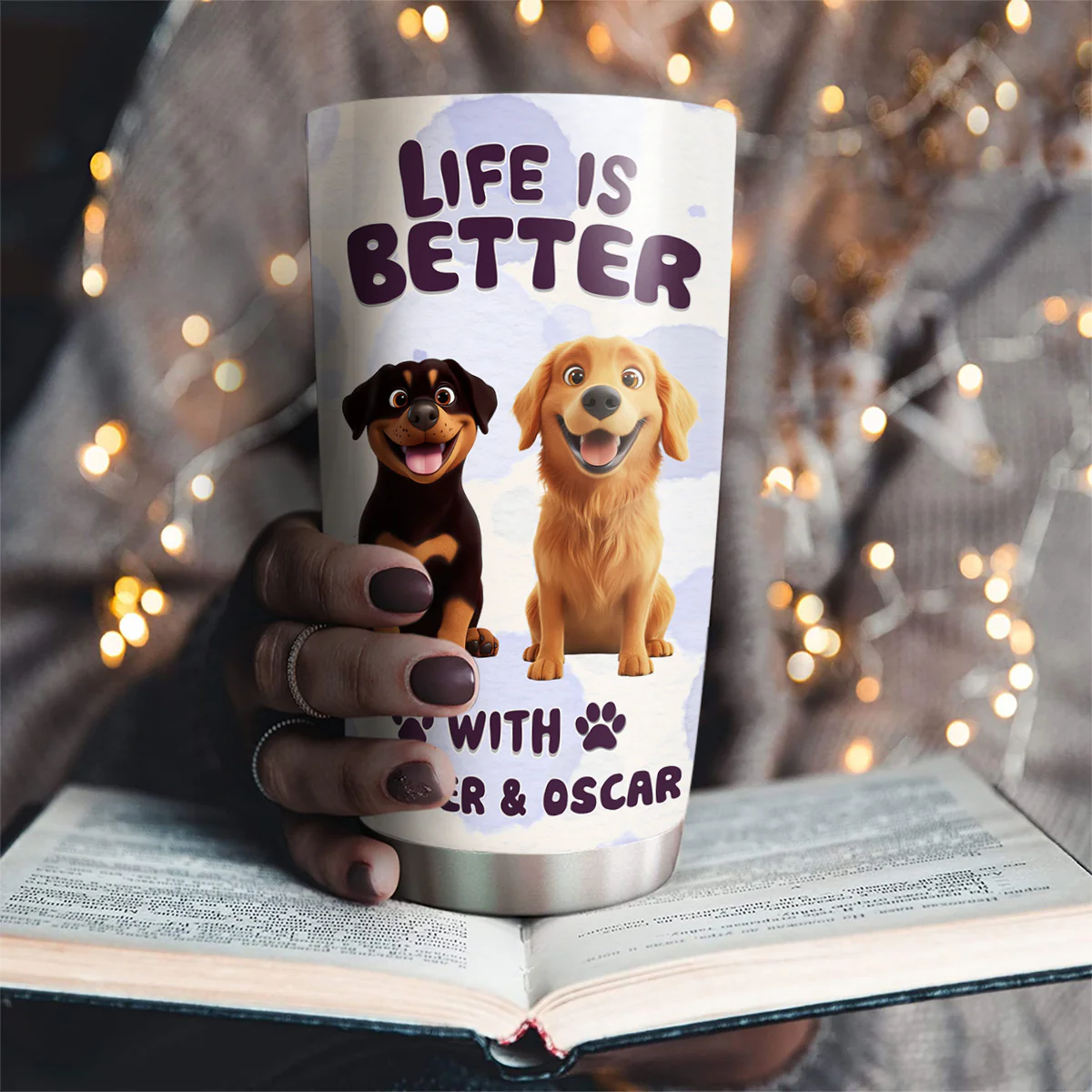 Better Life With My Dog - Personalized Custom Tumbler - Image 4