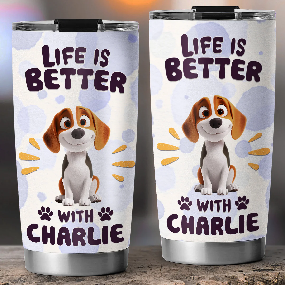 Better Life With My Dog - Personalized Custom Tumbler - Image 5