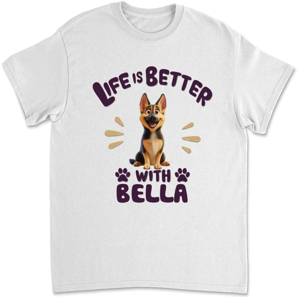 Better Life With My Pet - Personalized Custom Unisex T-Shirt - Image 5