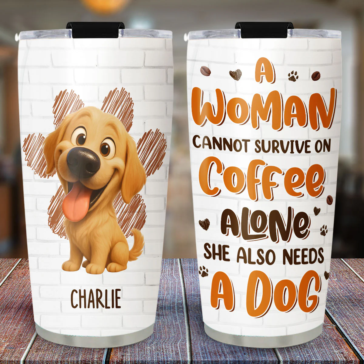 Coffee And Dogs - Personalized Custom Tumbler - Image 6