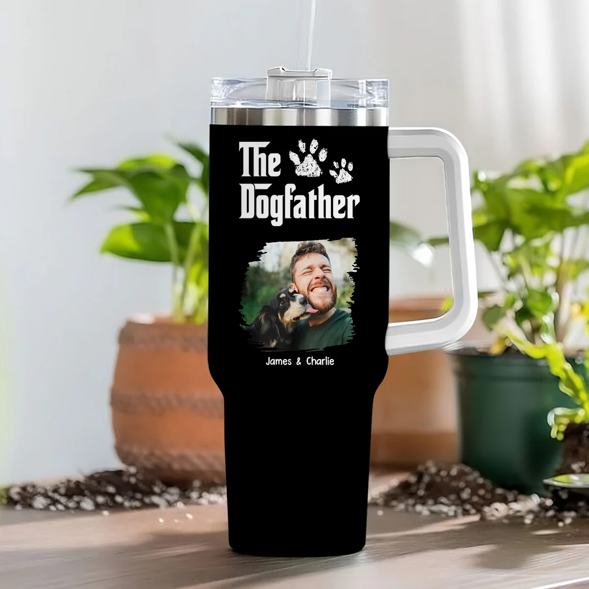 Cool Dog Father Photo - Personalized Custom Tumbler - Image 5