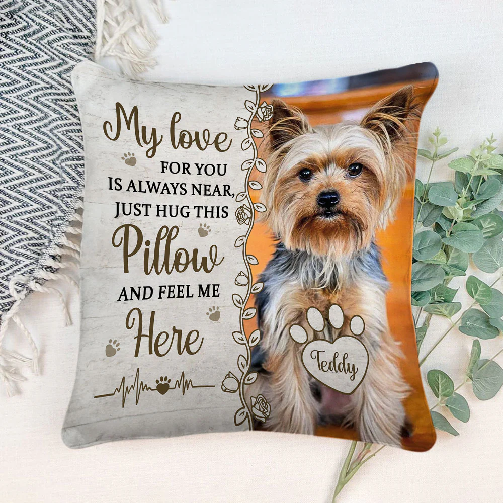 Custom Photo Hug This Pillow Then You Know I'm Here - Personalized Custom Throw Pillow - Image 3