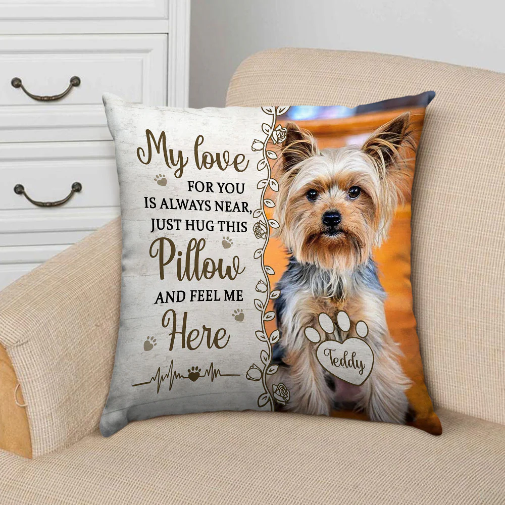 Custom Photo Hug This Pillow Then You Know I'm Here - Personalized Custom Throw Pillow - Image 4
