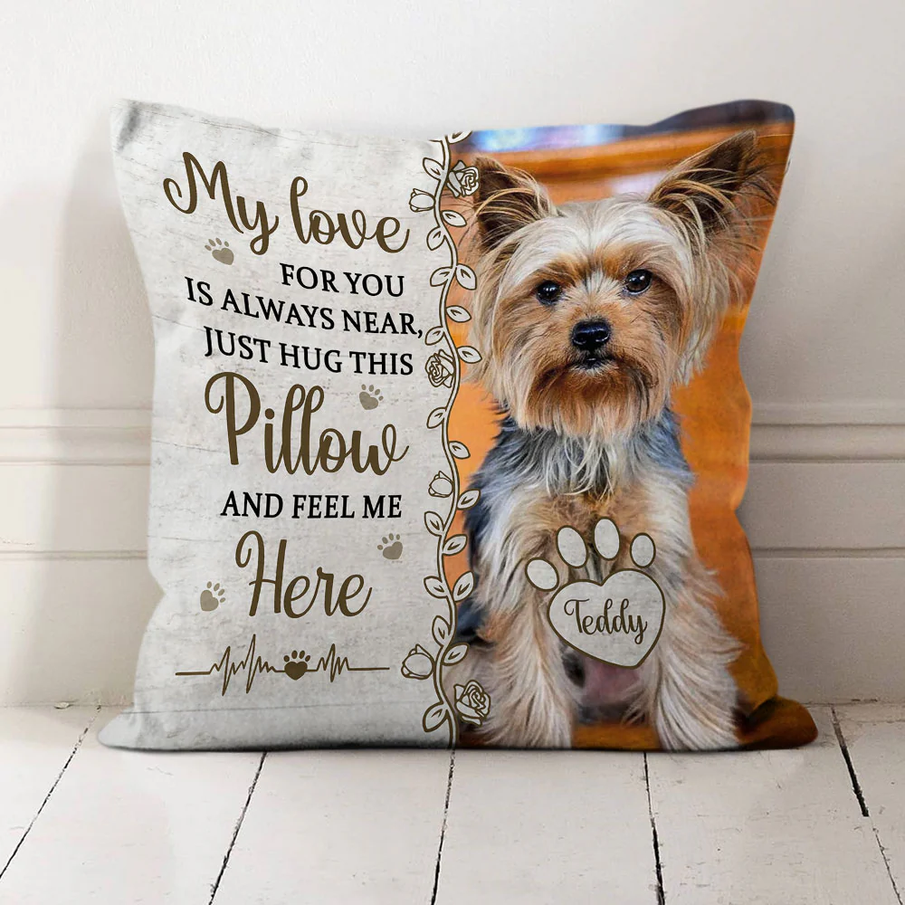 Custom Photo Hug This Pillow Then You Know I'm Here - Personalized Custom Throw Pillow - Image 6