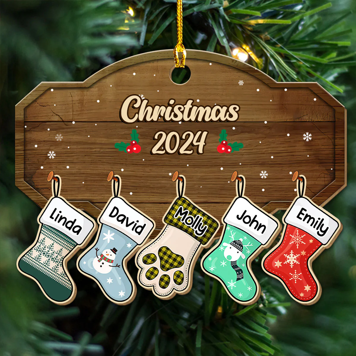 Family With Pet - Personalized Custom Wood Ornament - Image 10
