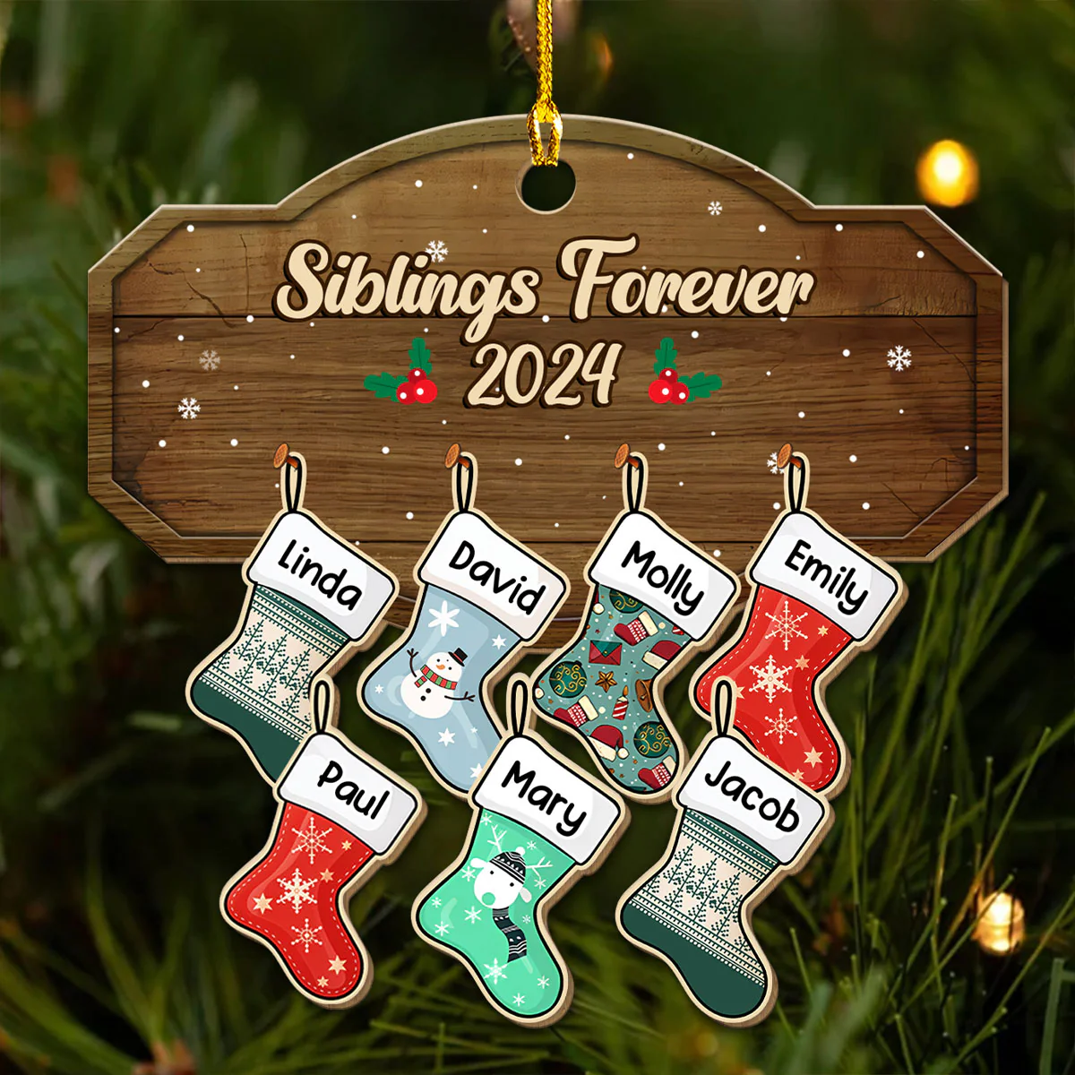 Family With Pet - Personalized Custom Wood Ornament - Image 11