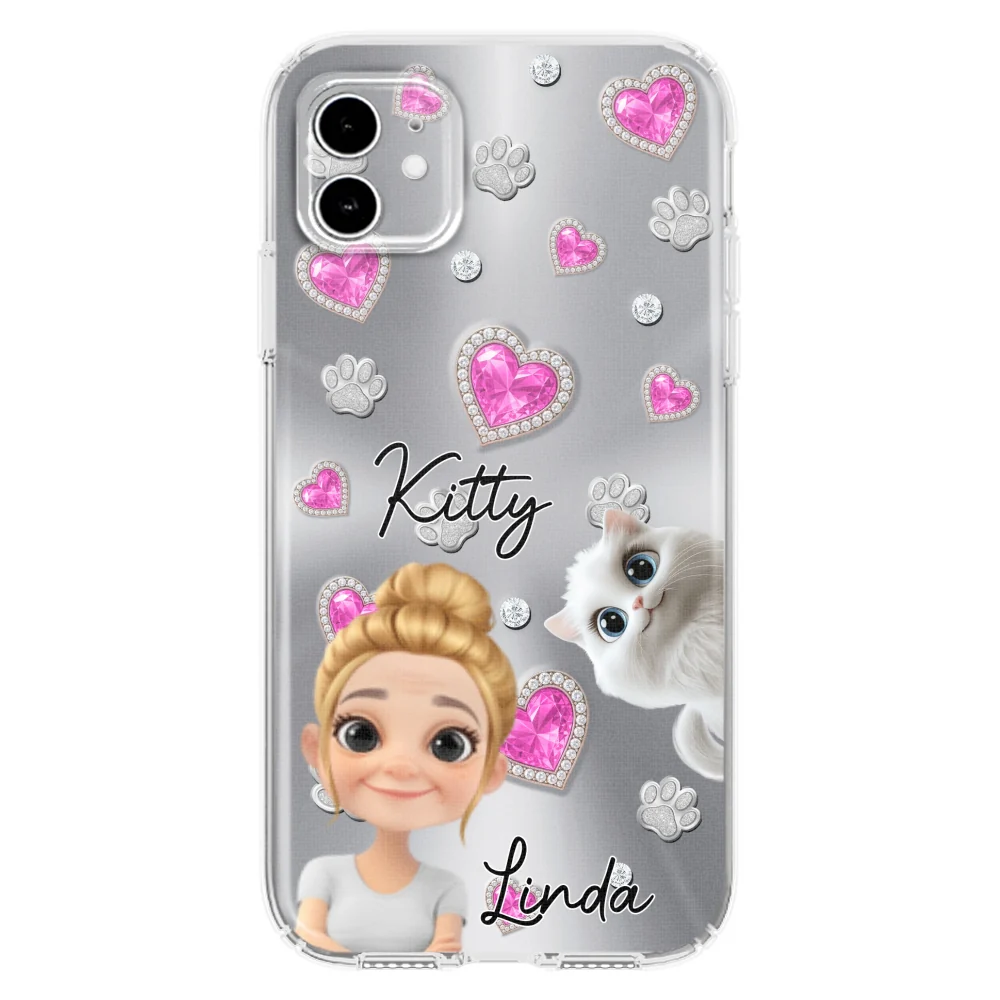 Glitter Cute Cartoon Cat Mom - Personalized Custom Phone Case - Image 10