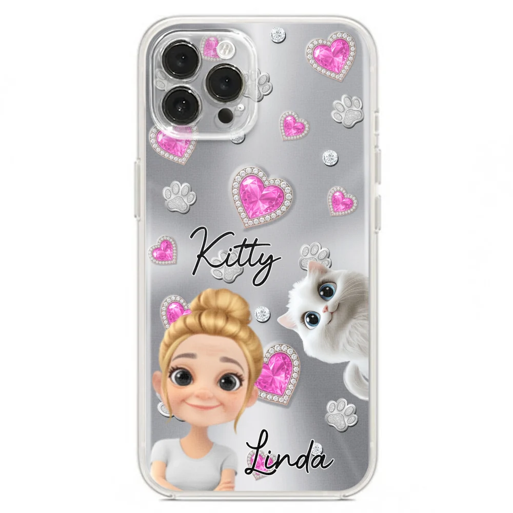 Glitter Cute Cartoon Cat Mom - Personalized Custom Phone Case - Image 18