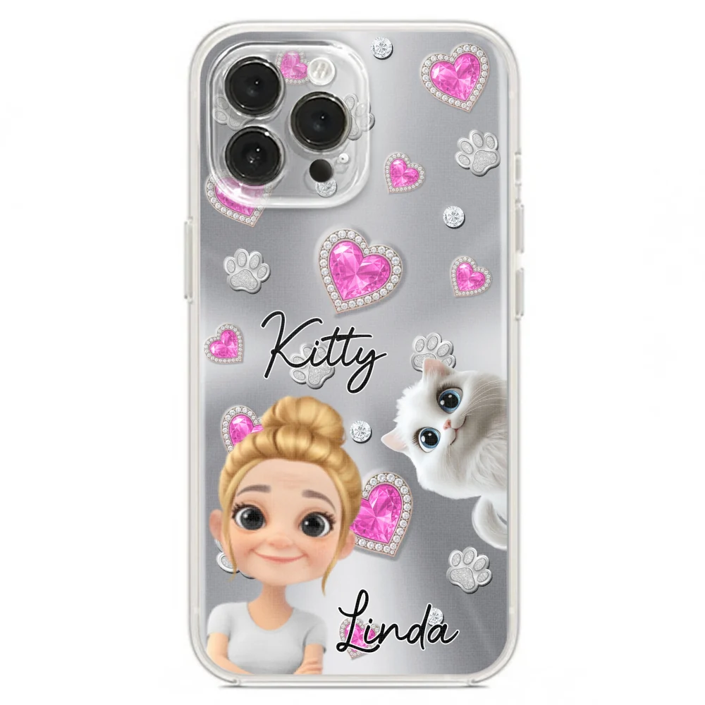 Glitter Cute Cartoon Cat Mom - Personalized Custom Phone Case - Image 19