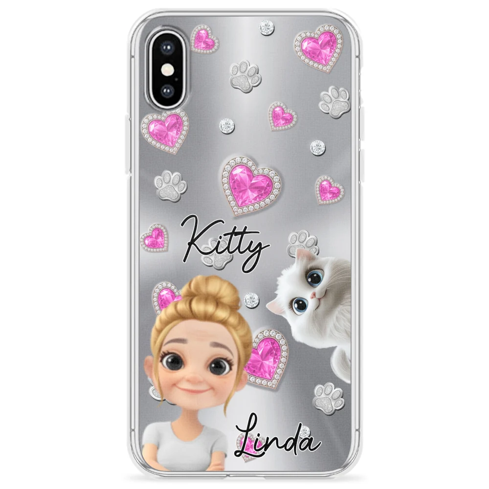 Glitter Cute Cartoon Cat Mom - Personalized Custom Phone Case - Image 24
