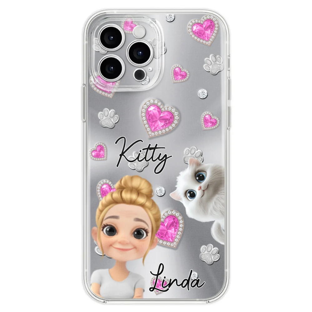 Glitter Cute Cartoon Cat Mom - Personalized Custom Phone Case - Image 26