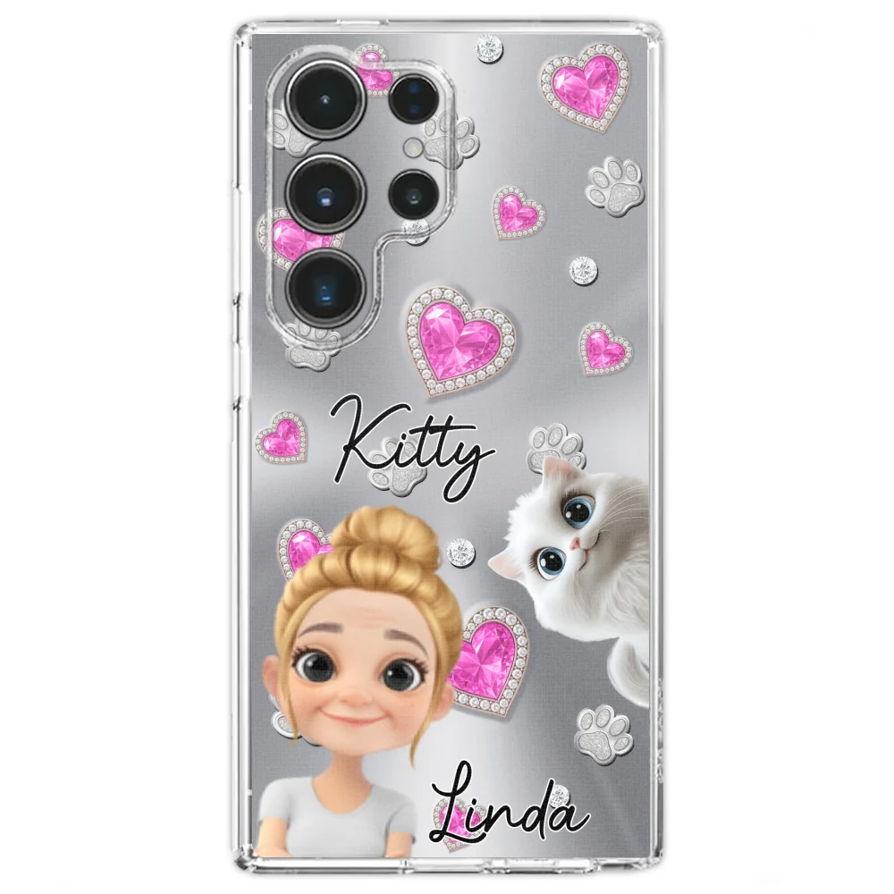 Glitter Cute Cartoon Cat Mom - Personalized Custom Phone Case - Image 29