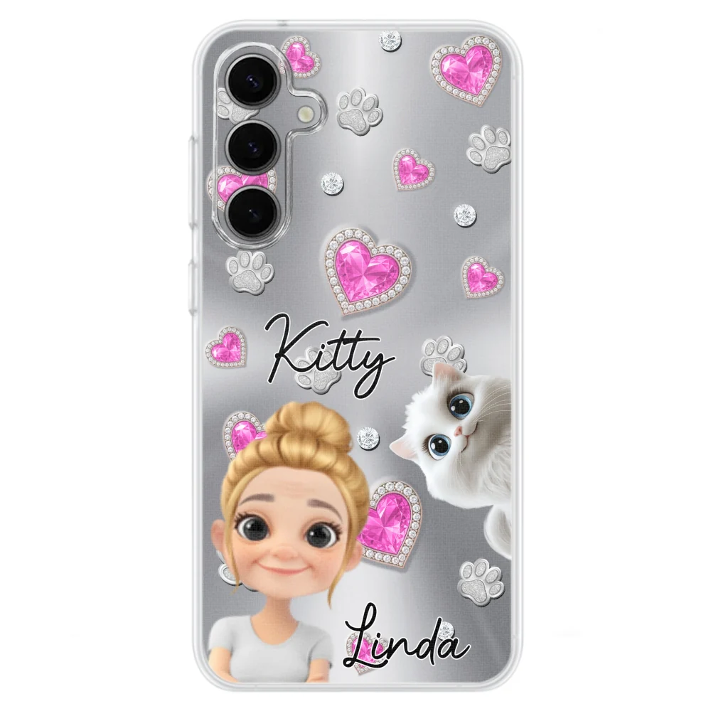 Glitter Cute Cartoon Cat Mom - Personalized Custom Phone Case - Image 30