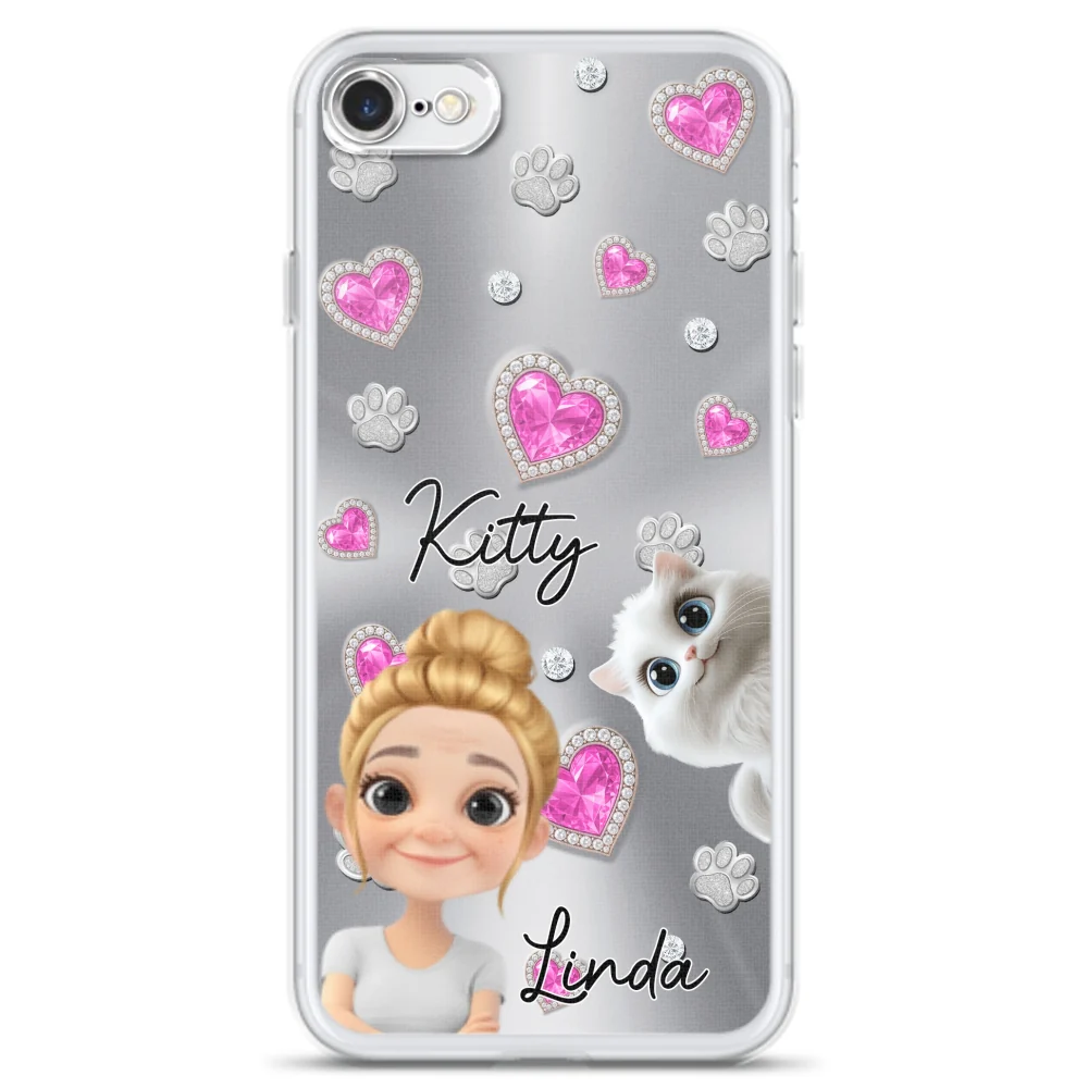 Glitter Cute Cartoon Cat Mom - Personalized Custom Phone Case - Image 5