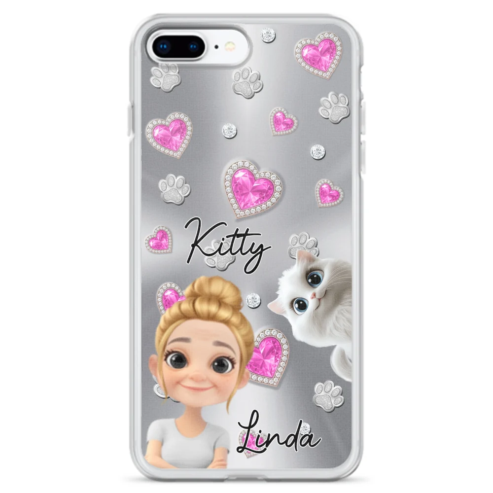 Glitter Cute Cartoon Cat Mom - Personalized Custom Phone Case - Image 6