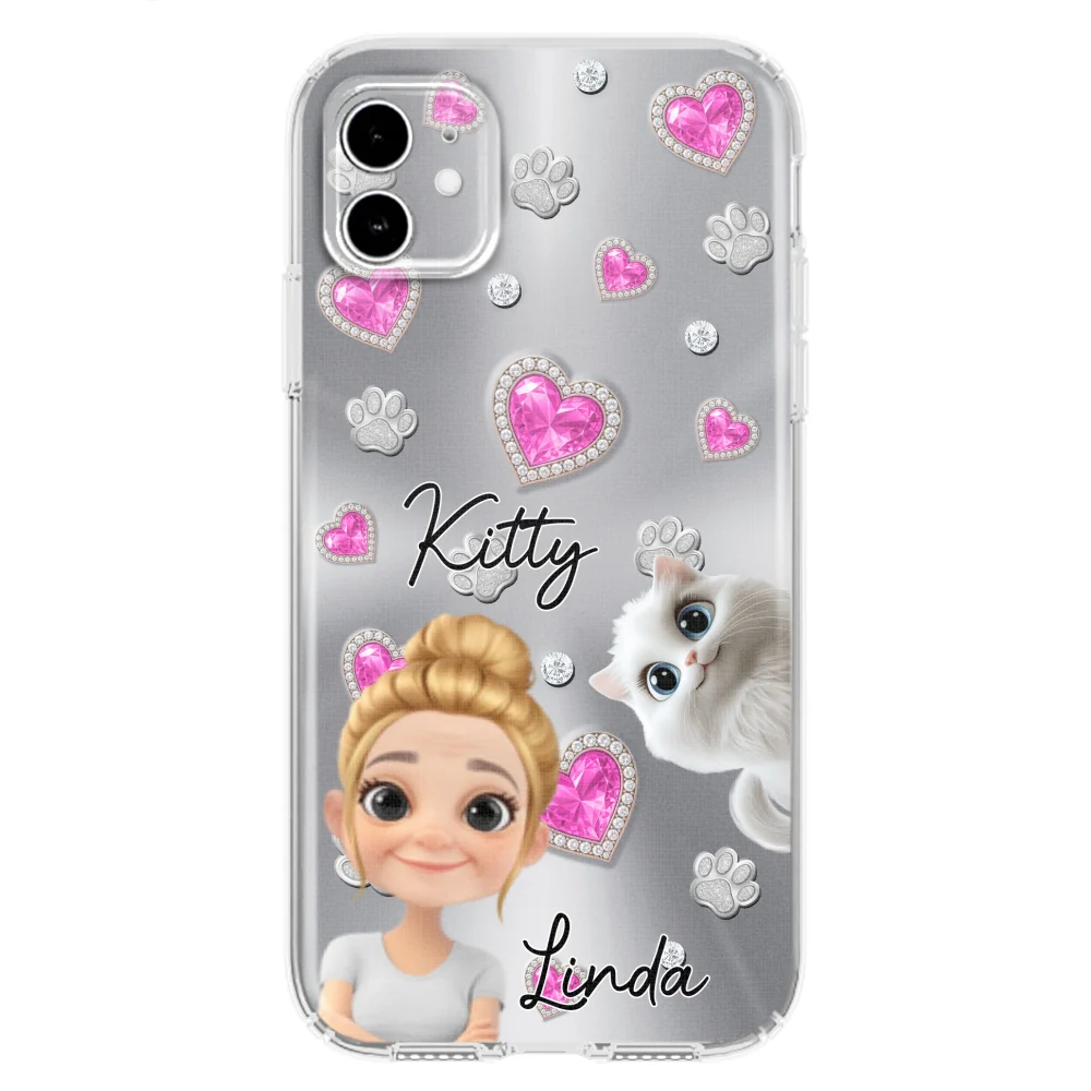 Glitter Cute Cartoon Cat Mom - Personalized Custom Phone Case - Image 7