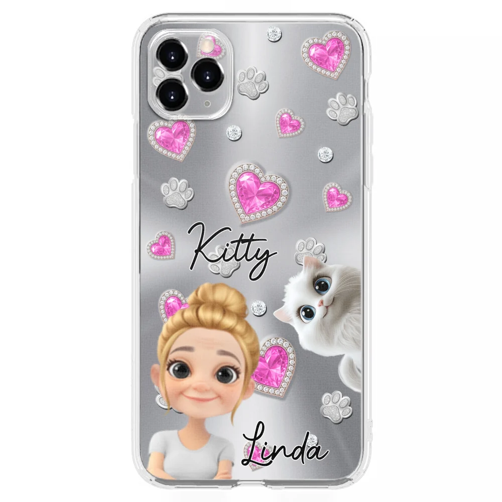 Glitter Cute Cartoon Cat Mom - Personalized Custom Phone Case - Image 8