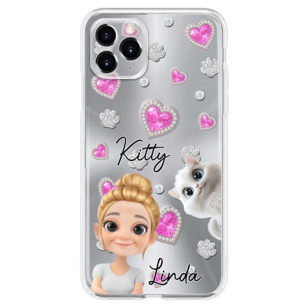 Glitter Cute Cartoon Cat Mom - Personalized Custom Phone Case - Image 9