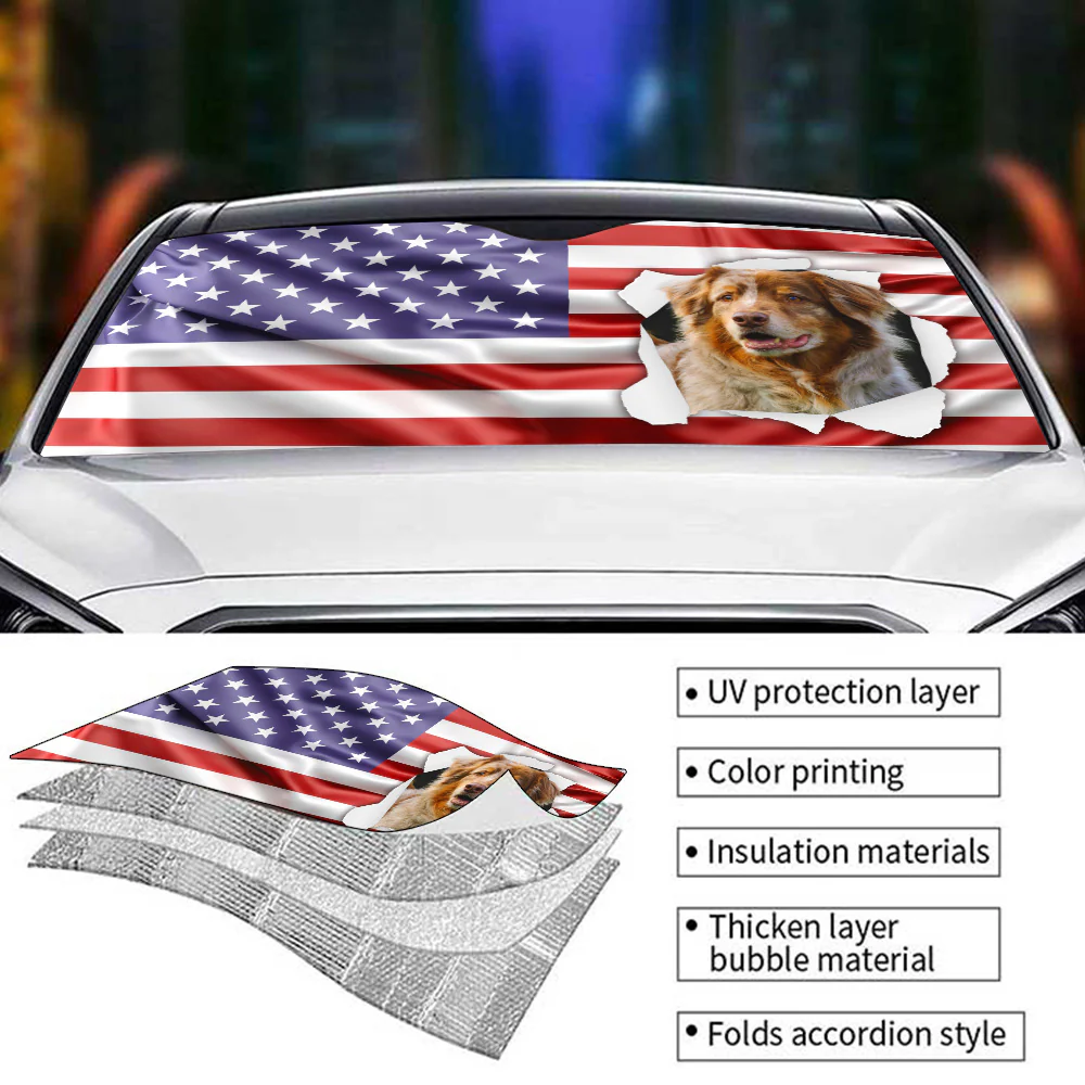God Bless America Upload Photo - Personalized Custom Car Sunshade - Image 5