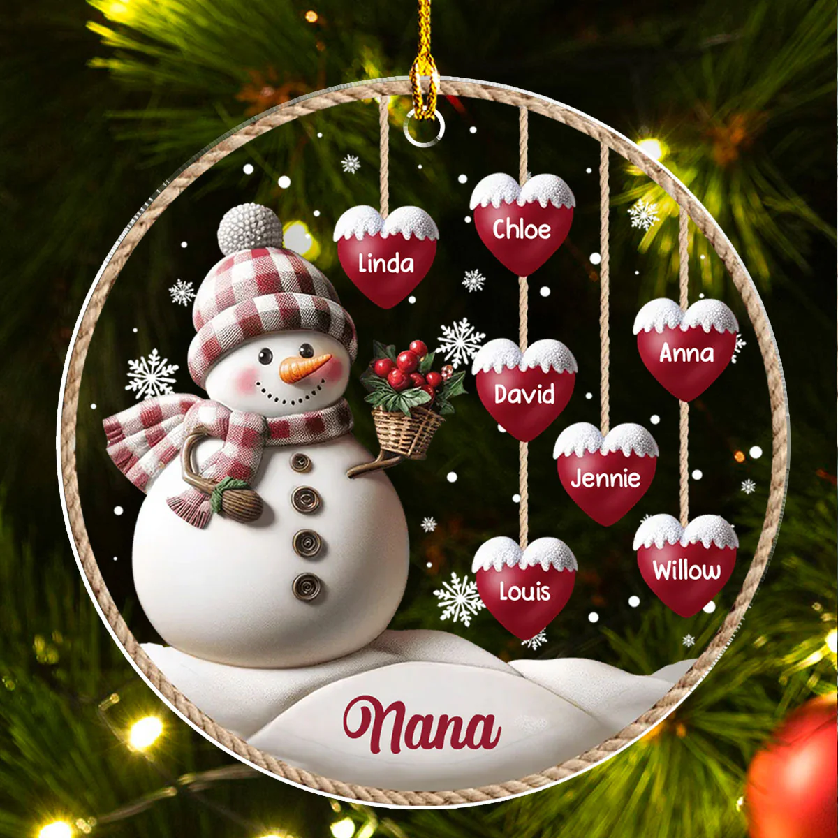 Happy Christmas Snowman Grandma - Personalized Custom 3D Inflated Effect Acrylic Ornament - Image 6