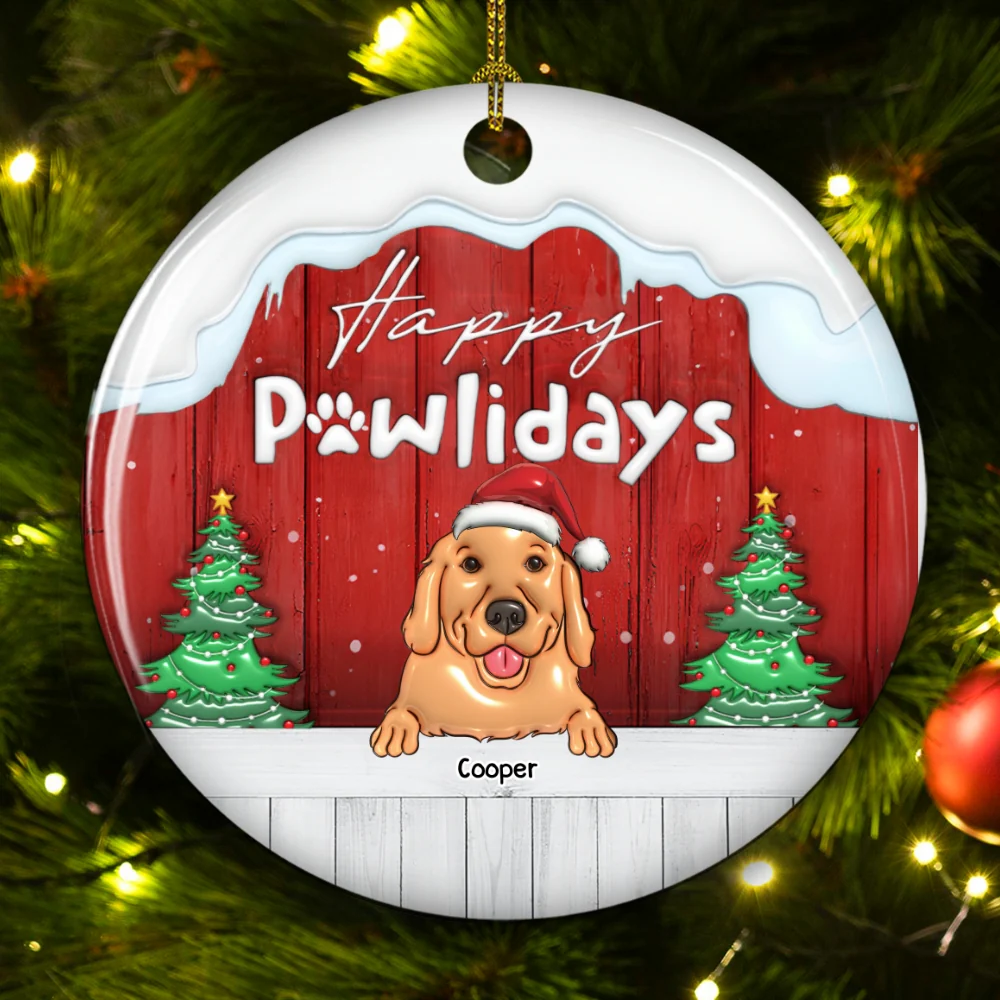 Happy Holiday To Our Dogs - Personalized Custom 3D Inflated Effect Ceramic Ornament - Image 6