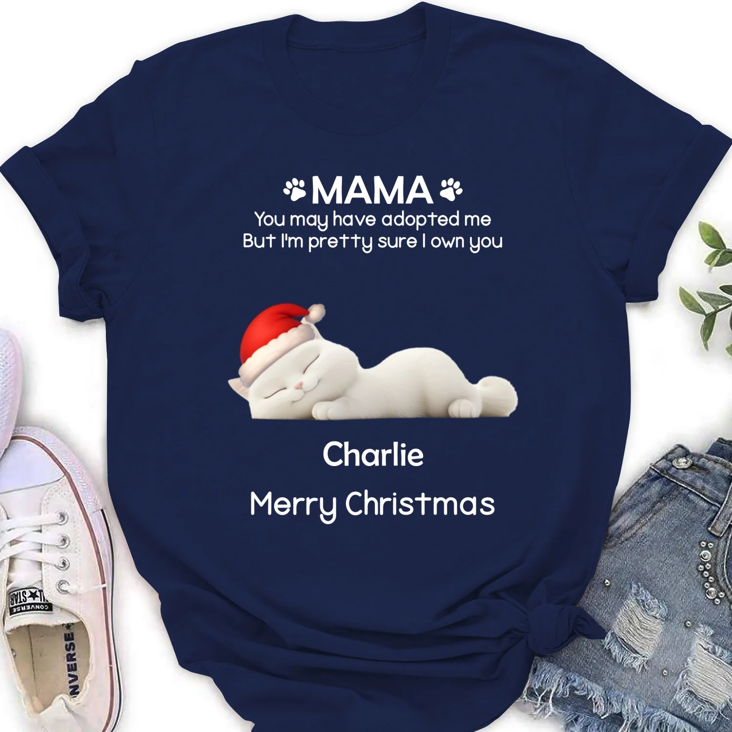 I Own You Cat Snow Ver - Personalized Custom Women's T-Shirt - Image 6