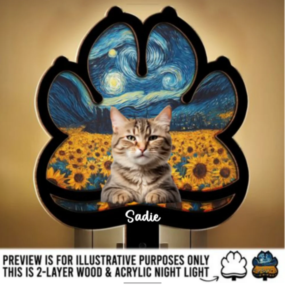 Lay Here With Pet Ver Photo - Personalized Custom Wood And Acrylic Night Light - Image 7