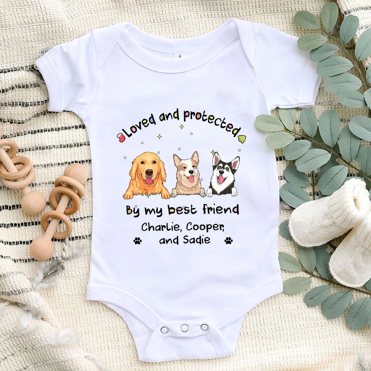 Love And Protected By My Best Friend - Personalized Custom Baby Onesie - Image 4