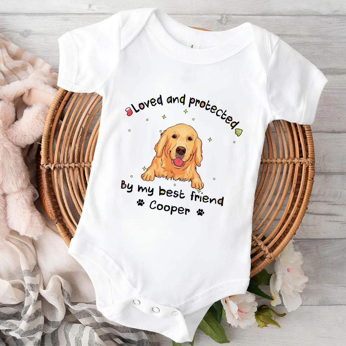 Love And Protected By My Best Friend - Personalized Custom Baby Onesie - Image 6