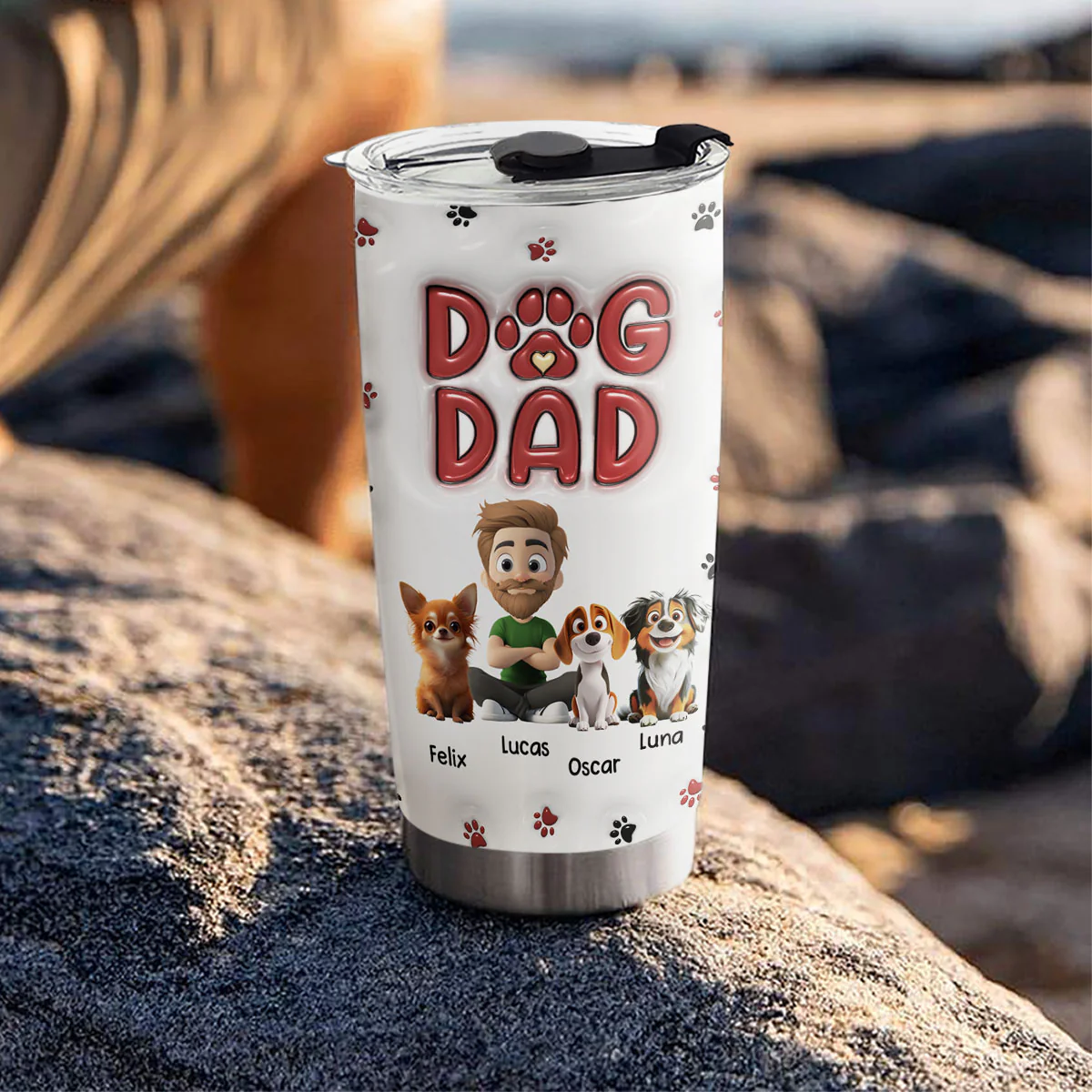 Lovely Dog Dad New Style - Personalized Custom 3D Inflated Effect Tumbler - Image 4