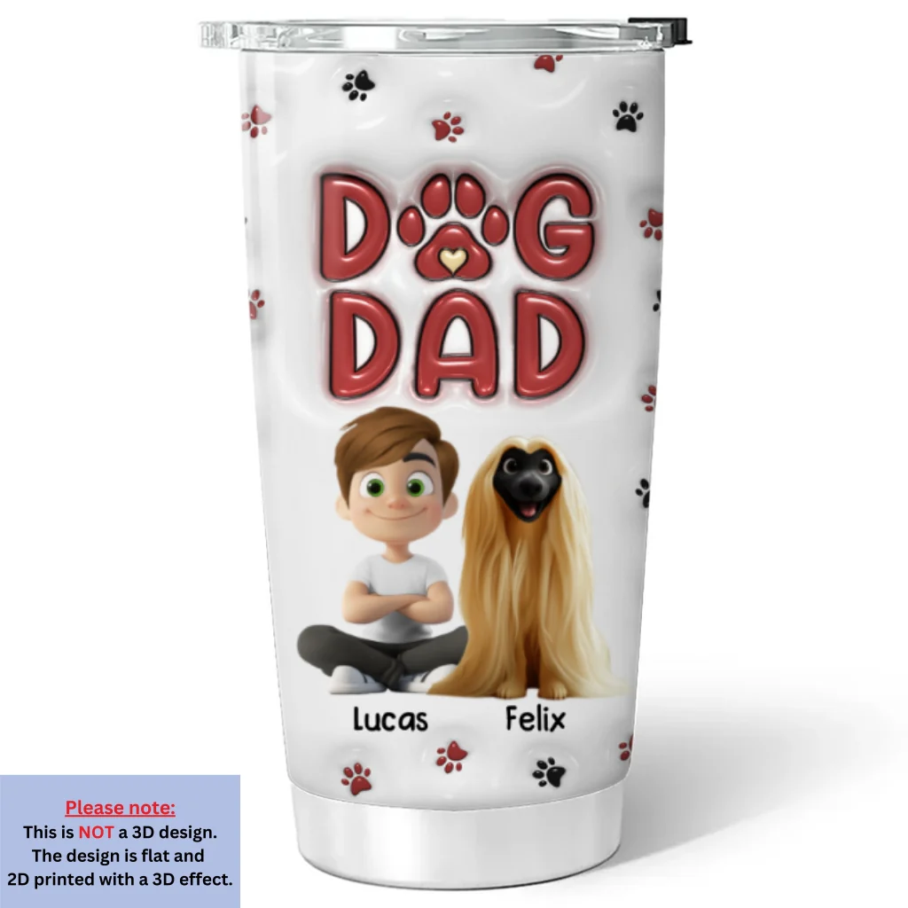 Lovely Dog Dad New Style - Personalized Custom 3D Inflated Effect Tumbler - Image 5