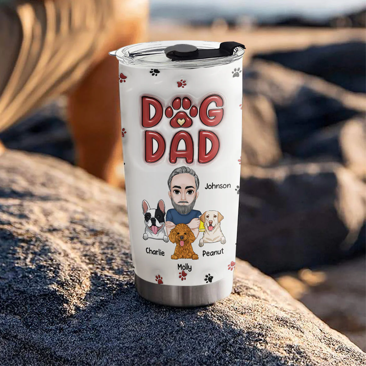 Lovely Dog Dad - Personalized Custom 3D Inflated Effect Tumbler - Image 4