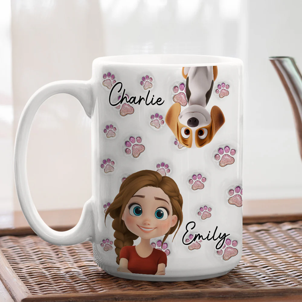 Lovely Pink Dog Mom - Personalized Custom 3D Inflated Effect Mug - Image 4