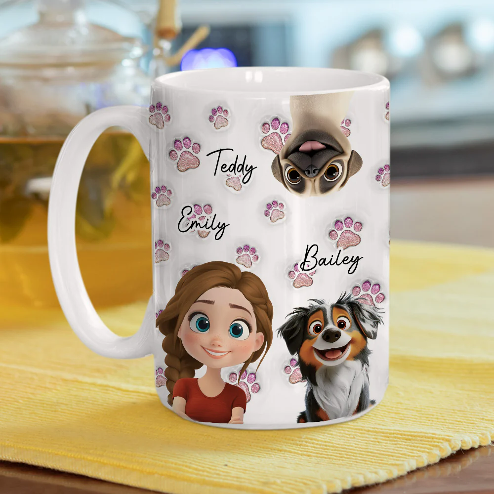 Lovely Pink Dog Mom - Personalized Custom 3D Inflated Effect Mug - Image 5