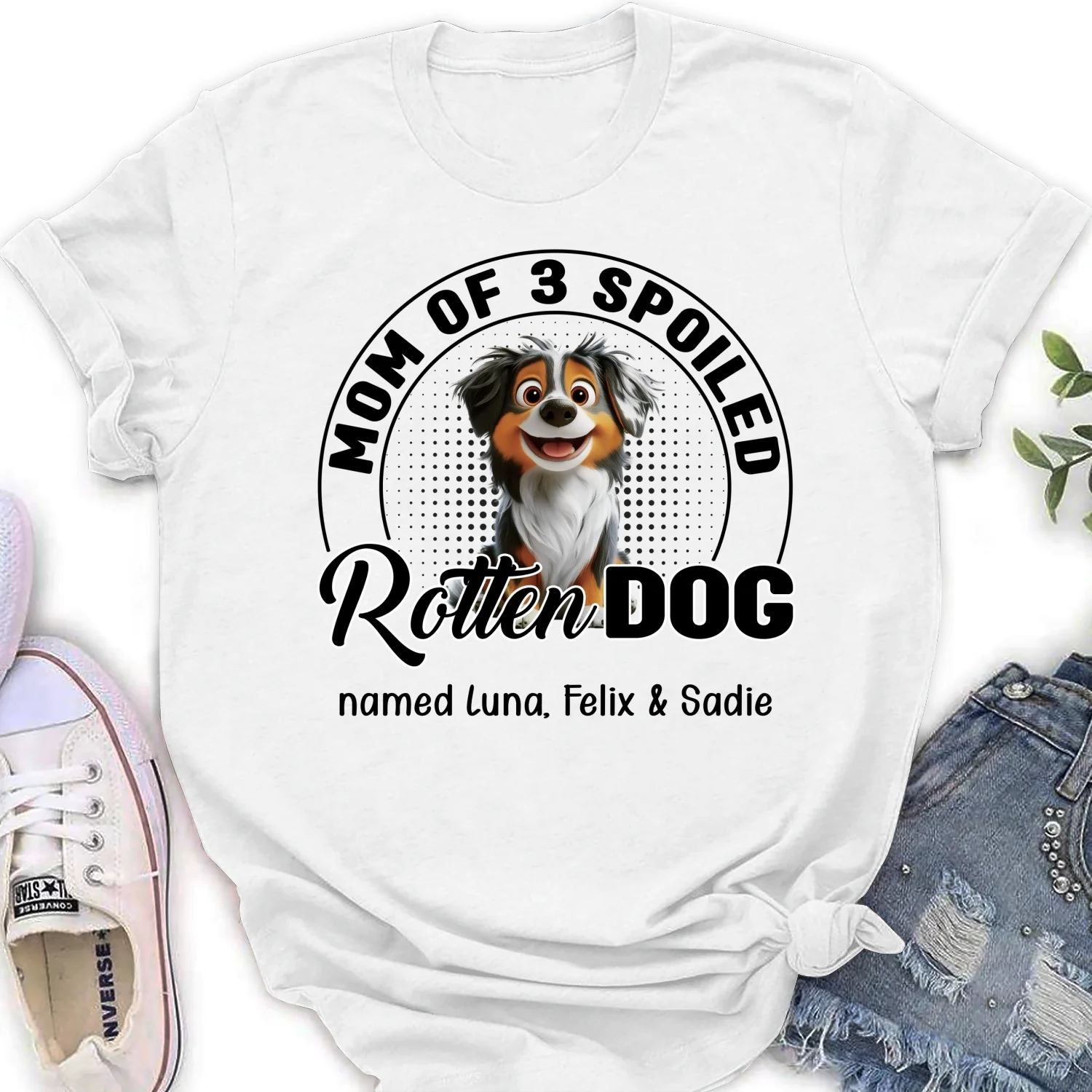 Lovely Spoiled Rotten Dog Chibi Cartoon - Personalized Custom Women's T-Shirt - Image 5