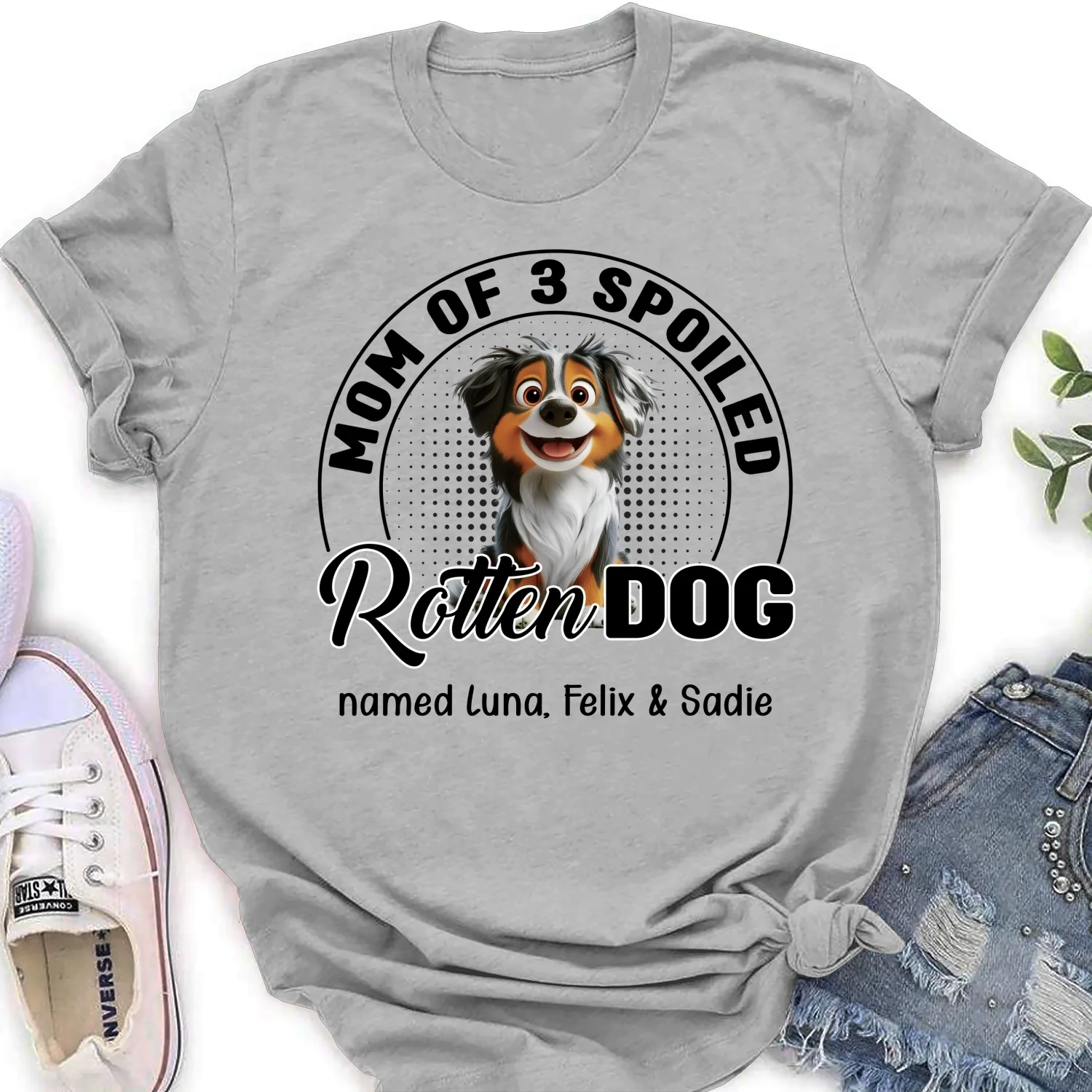 Lovely Spoiled Rotten Dog Chibi Cartoon - Personalized Custom Women's T-Shirt - Image 6