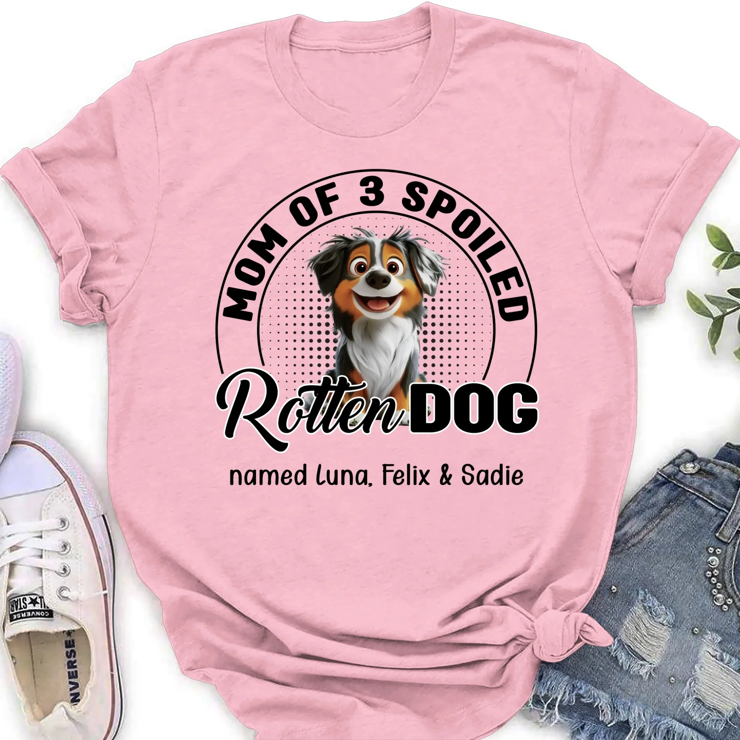 Lovely Spoiled Rotten Dog Chibi Cartoon - Personalized Custom Women's T-Shirt - Image 7