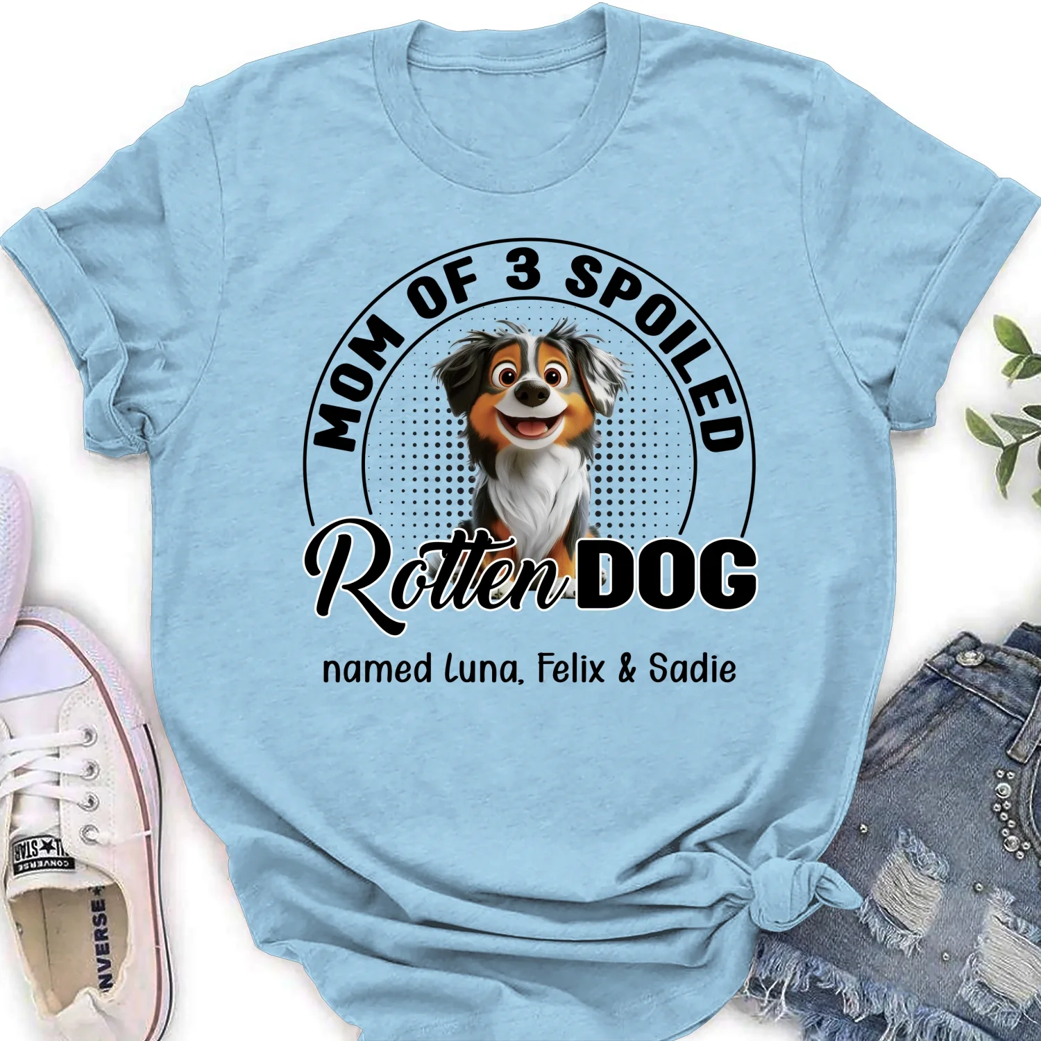 Lovely Spoiled Rotten Dog Chibi Cartoon - Personalized Custom Women's T-Shirt - Image 8