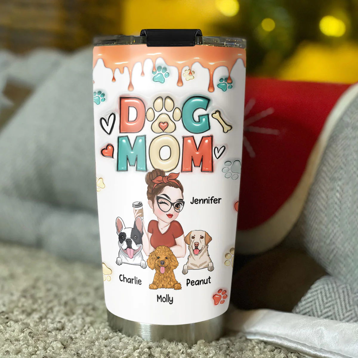 Mom Of Dogs - Personalized Custom 3D Inflated Effect Tumbler - Image 3