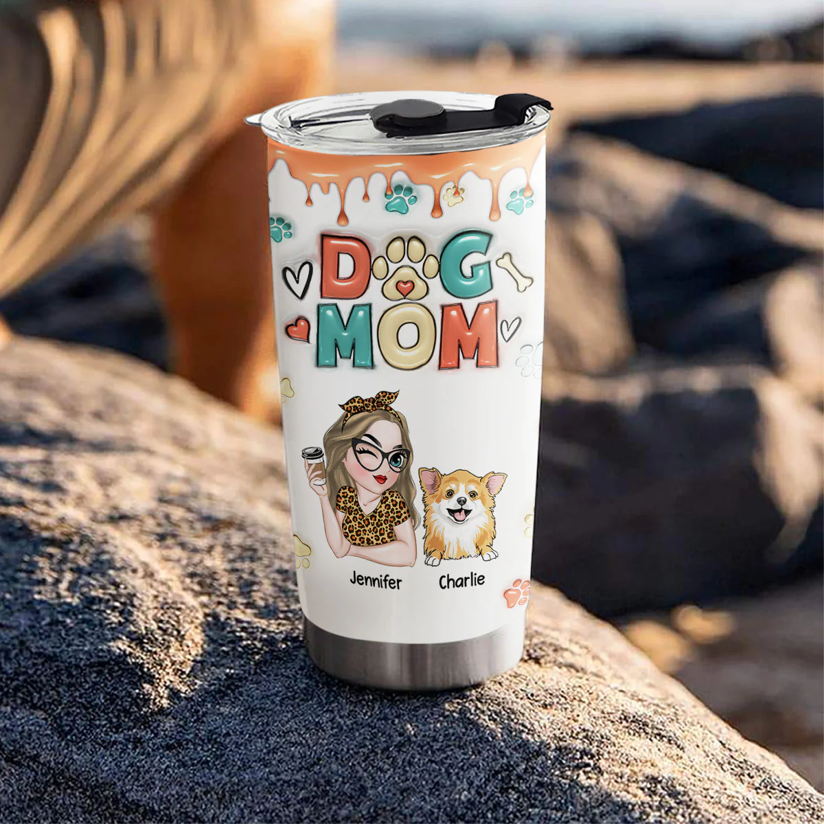Mom Of Dogs - Personalized Custom 3D Inflated Effect Tumbler - Image 4