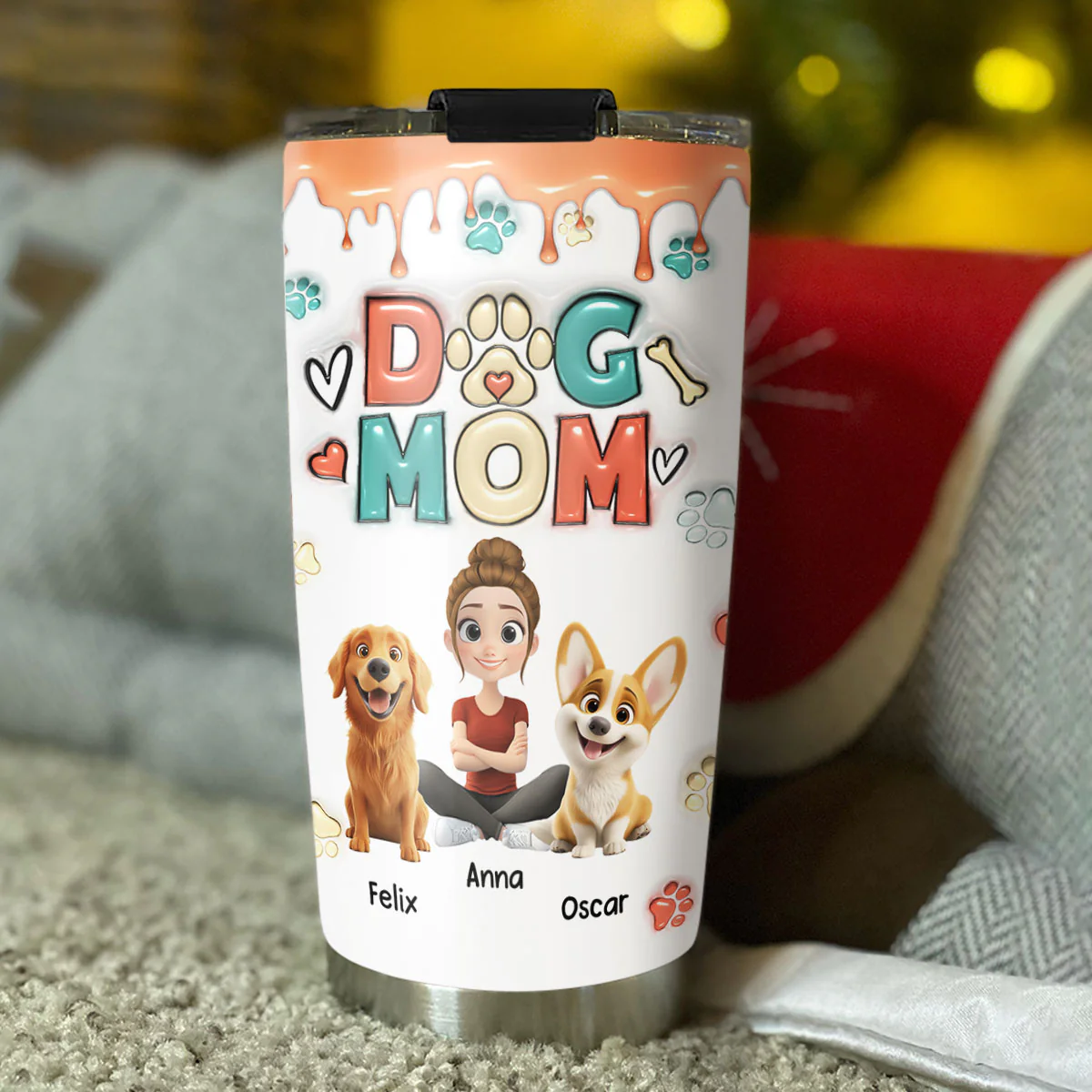 Cute Mom Of Dogs - Personalized Custom 3D Inflated Effect Tumbler - Image 3