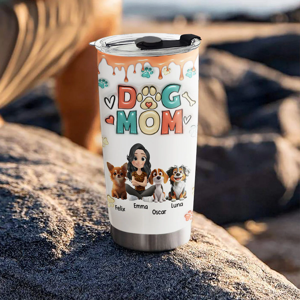 Cute Mom Of Dogs - Personalized Custom 3D Inflated Effect Tumbler - Image 4