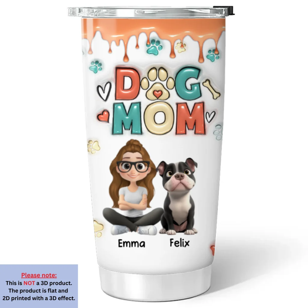Cute Mom Of Dogs - Personalized Custom 3D Inflated Effect Tumbler - Image 5