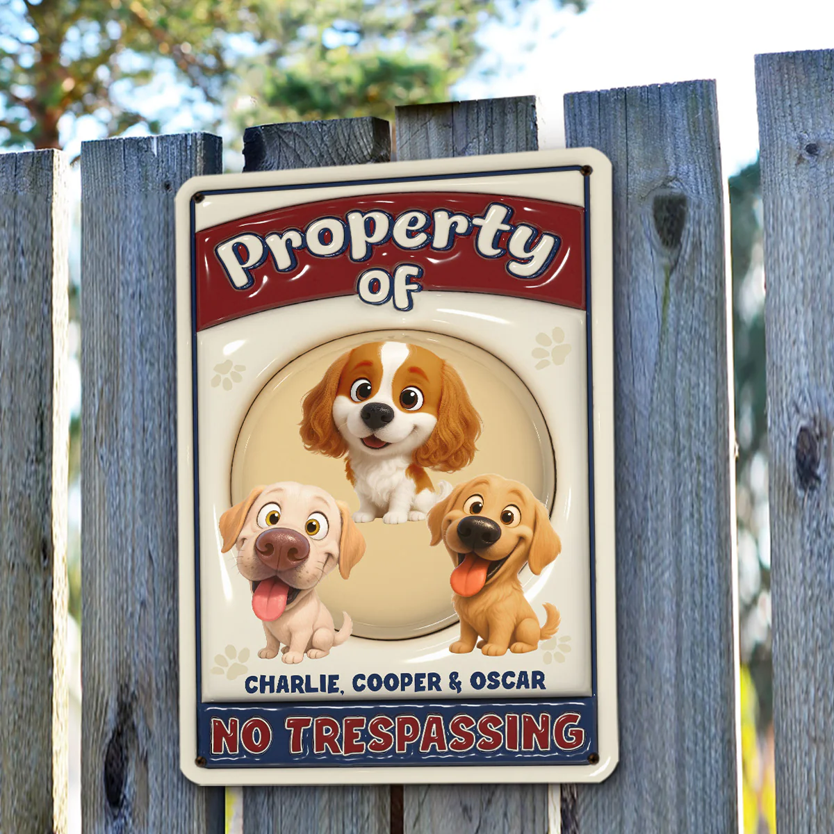 No Trespassing Ver Caricature Dog - Personalized Custom 3D Inflated Effect Metal Sign - Image 4